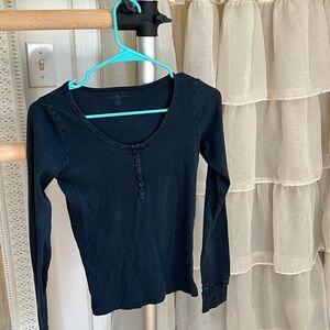 Brandy Melville Navy Long Sleeve Henley Top